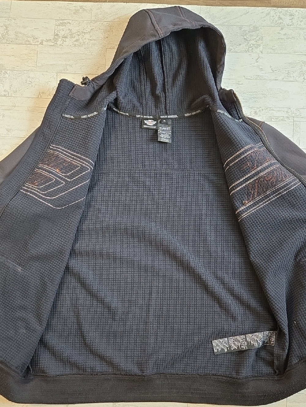 Harley Davidson Soft Shell windbreaker Jacket Racing Stripes Mens XL - Picture 8 of 8